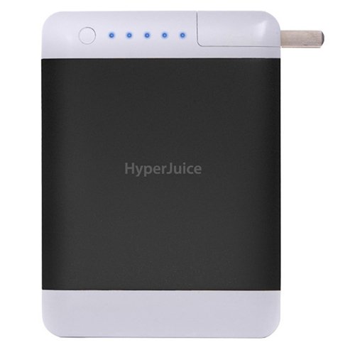 HyperJuice Plug Dual USB External Battery/Charger/Extender for iPhone, iPad, iPod and Android Devices -  10,400mAh, Stealth Black