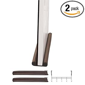 Hampton Direct Twin Draft Guard Window/Door Insulating Device with Over-the-Door Hook, Brown, 2-Pack