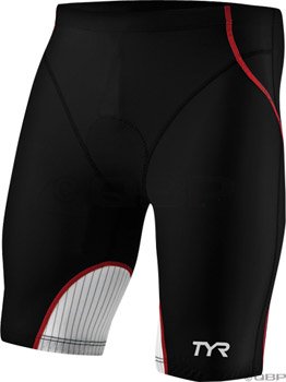 TYR Men's Carbon Tri Short: Black/Red; LG