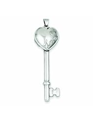 Genuine .925 Sterling Silver & Diamond15mm Love Heart Key Locket 1.6 Grams. 100% Satisfaction Guaranteed.