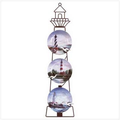 LIGHTHOUSE PLATE SET ON METAL RACK
