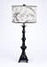 Linen Bird Toile Shade/Black Wood Finish Base