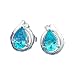 14K Pear Shaped Blue Topaz & Diamond Earrings