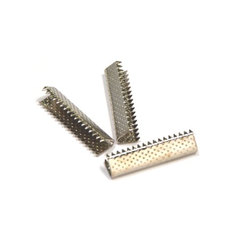 25mm or 1 inch No Loop Ribbon Clamp Crimps -- Silver
