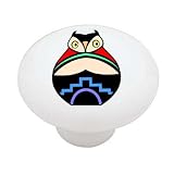 Tribal Owl Decorative High Gloss Ceramic Drawer Knob
