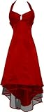Satin Halter Dress Prom Bridesmaid Holiday Junior Plus Size, XS, Red
