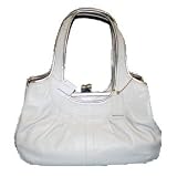 Coach Ergo Pearl Ivory White Gold Leather Pleated Kisslock Framed Handbag 14379