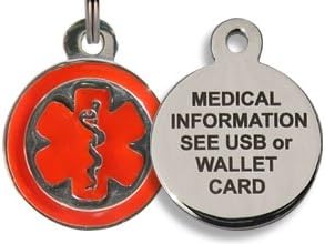 American Medical ID Stainless Steel Alert Charm - Engraved with 'See USB or Wallet Card'