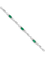 Sterling Silver Emerald and Diamond Bracelet