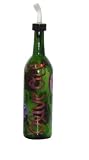 Review ArtisanStreet  / ArtisanStreet's Green Glass Oil Bottle. Hand Painted with Pansy Design. Features Open & Close Spout. Made to Order, Signed by Artisan.
