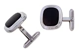 Sterling Silver Mens Black Onyx Cuff Links