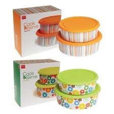 DCI Cook and Serve Round Dishes, Stripes, Set of 2