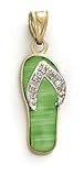 14k Two-Tone Light Green Opal Flip-Flop and Diamond Pendant
