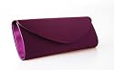 Purple slim long satin clutch bag handbag with magnetic snap closure