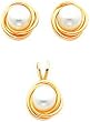 14K Gold Cultured Pearl Stud Earrings & Necklace Set