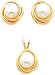 14K Gold Cultured Pearl Stud Earrings & Necklace Set