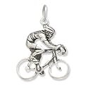 Sterling Silver Charm, 3/4 in tall, 3D Cyclist (ZF-C9416)