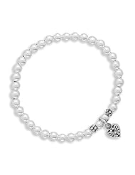 6" Reversible Heart Charm Stretch Bracelet