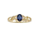 10K Yellow/White Gold 0.02 ct. Diamond and 6 x 4 MM Oval Shaped Sapphire Ring