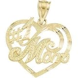 14K Yellow Gold #1 Mom Heart Pendant