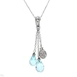 Necklace With 2.15ctw Precious Stones - Genuine Clean Diamonds and Topazes 14K White Gold Length 18in