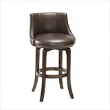 Napa Valley Swivel Bar Stool in Brown Leather and Cherry