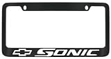 Chevy Sonic Black License Plate Frame with 2 free caps