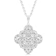 White Gold Rhodium Bonded Reef Pendant With a Circle of Channel Set Round Cut Clear CZ and a Silvertone Ribbon Wrapped All the Way around in Silvertone