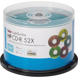 HP LCR50030 52x Write Once CD R with LightScribeColor Technology   50 pack  cake box