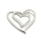 Double Heart Desgin Clear CZ Sterling Silver Pendant with Rhodium Plated