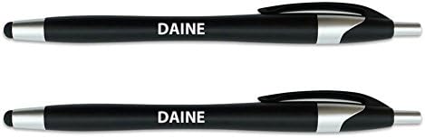 Daine Stylus with Retractable Black Ink Ball Point Pen 2-in-1 Combo Works On Any Touch Screen Device Including iPad, iPhone, Tablets and More - 2 Pack - Black