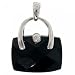 White Gold Purse Pendant w/ Special Cut Black Onyx New