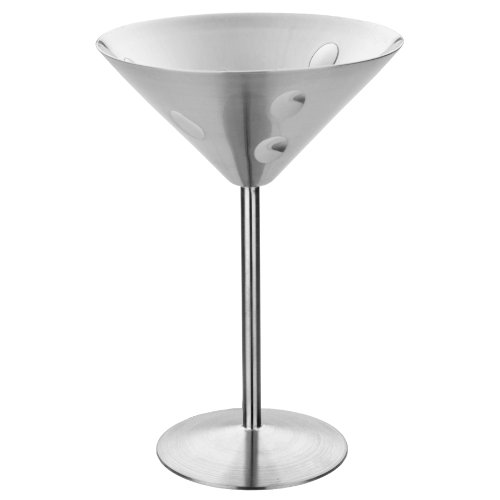 MIU France Set of 2 Brushed Stainless Steel Martini Glasses