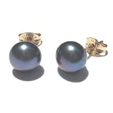 7.0-7.5 MM Black Freshwater Pearl Stud Earrings