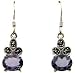Sterling Silver Marcasite Simulated Amethyst Earrings