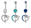 HALF PAVE HEART HALF DOLPHIN BELLY RING CLEAR