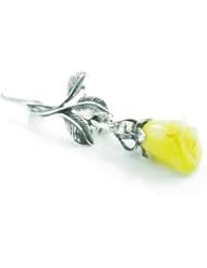SilverAmber 925 Sterling Silver & Baltic Amber Jewellery - Rose Brooch BR0041