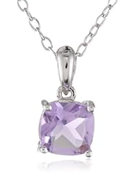 Sterling Silver 6mm Cushion Gemstone Solitaire Pendant