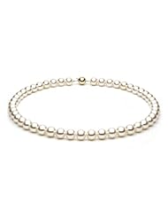 14KT White Gold Elegant Necklace featuring Lustrous Round 7.5-8.0mm White Akoya Pearls ï¿½ 22 length.