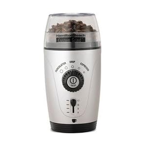 Hamilton Beach 80365 Custom Grind Hands-Free Coffee Grinder, Platinum