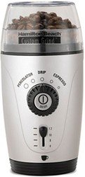 Hamilton Beach 80365 Custom Grind Hands-Free Coffee Grinder, Platinum