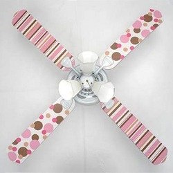 Ceiling Fan: Dots and Stripes in Pink & Brown