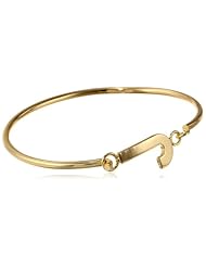 Goldtone Brass Initial Bangle Bracelet, 2.75"