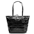 Coach Signature Op Art Patent Leather Book Tote 15142 Black