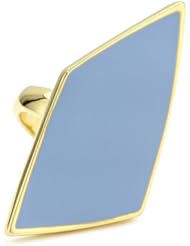 Belle Noel Enameled Asymmetrical Diamond Shaped Sky Blue Enamel Ring