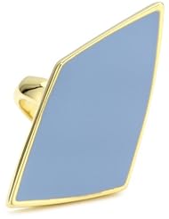 Belle Noel Enameled Asymmetrical Diamond Shaped Sky Blue Enamel Ring