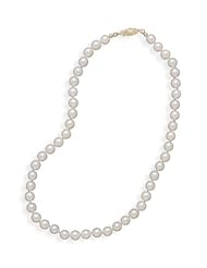 Genuine Elegante Necklace. 18" 7-7.5mm Grade A Cultured Akoya Pearl Necklace. 100% Satisfaction Guaranteed.