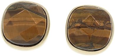 Tiger Eye Stone Gold Tone Stud Earrings
