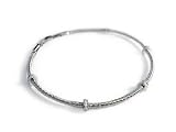 18K White Gold Single-Strand, Hand-Woven Mesh Bracelet, Set with four Diamond Roundel Stations. (GH-Color, SI-Clarity; c.t.tw.0.10 CT).