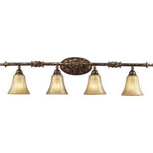 Bedminster Collection Burnt Gold Leaf 4-Light Bath Fixture by Trump Home